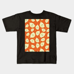 Delicate Flower Pattern Orange Background Kids T-Shirt